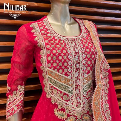 Amarnath Red Georgette Anarkali Lehenga