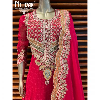 Amarnath Red Georgette Anarkali Lehenga