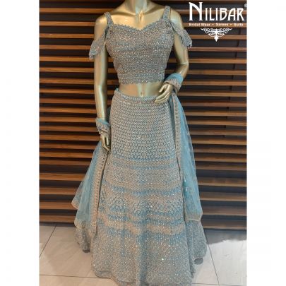 Light Blue Net Lehenga