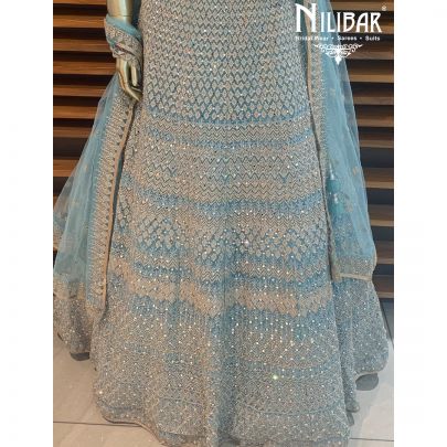 Light Blue Net Lehenga