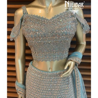 Light Blue Net Lehenga