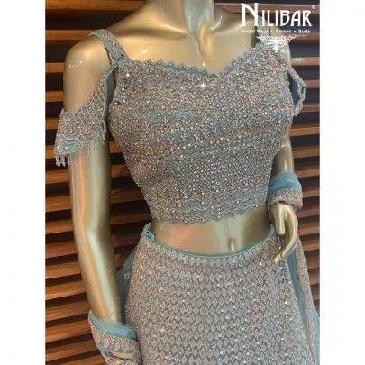 Light Blue Net Lehenga