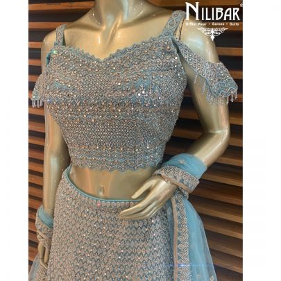 Light Blue Net Lehenga
