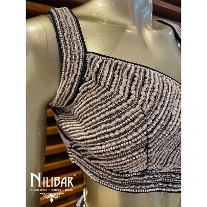 Black and White Crepe Casual Lehenga