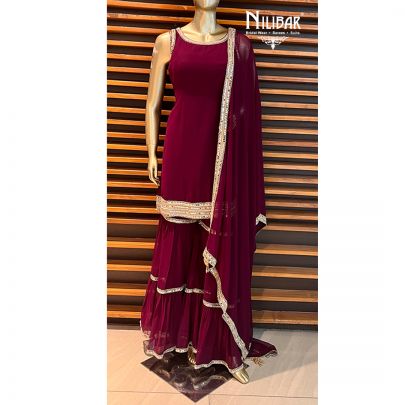 Wine Georgette Garara Suit