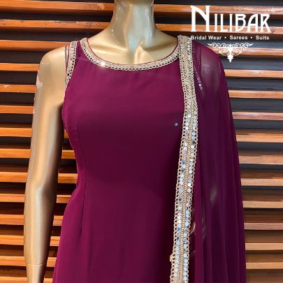 Wine Georgette Garara Suit