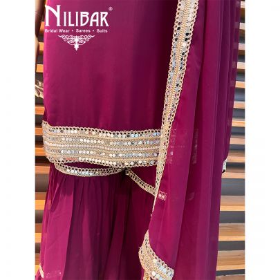Wine Georgette Garara Suit