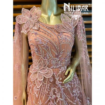 Salmon Pink Net Gown