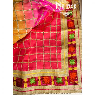 Black Crepe Phulkari Unstitched Suit
