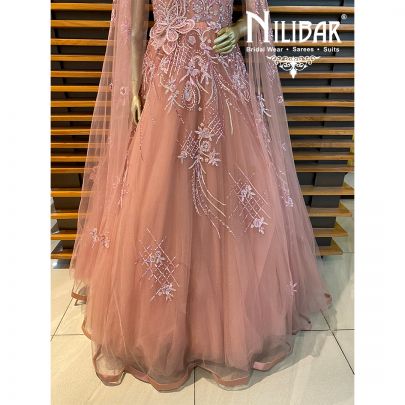 Salmon Pink Net Gown