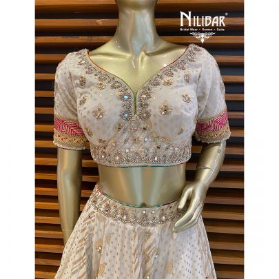 Ivory and Multicolor Silk Casual Lehenga