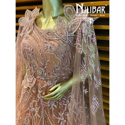 Salmon Pink Net Gown