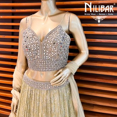 Olive Green Georgette Lehenga
