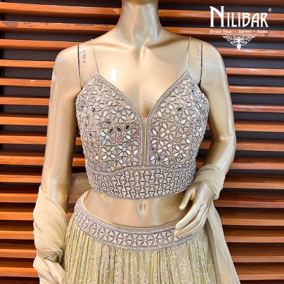 Olive Green Georgette Lehenga