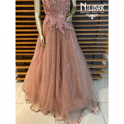 mauve Pink Net Gown