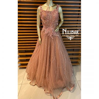mauve Pink Net Gown