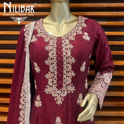 Mehroon Georgette Palazzo Suit