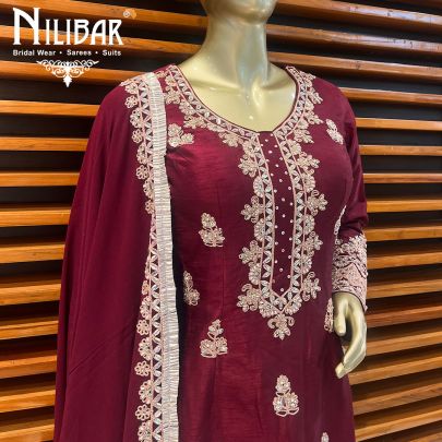 Mehroon Georgette Palazzo Suit