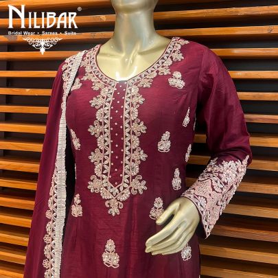 Mehroon Georgette Palazzo Suit