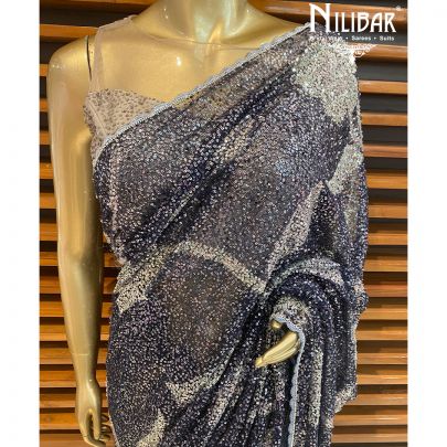 Navy Blue Net Saree
