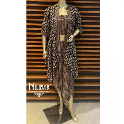 Black and Brown Cotton Jacket Style Set