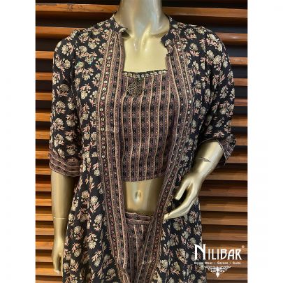 Black and Brown Cotton Jacket Style Set