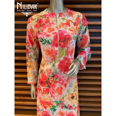 Multicolored Georgette Printed Palazzo Suit