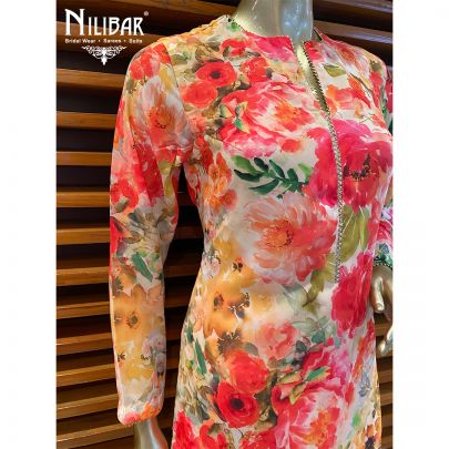 Multicolored Georgette Printed Palazzo Suit