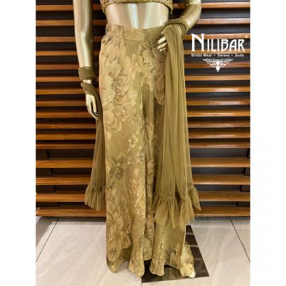 Mehendi Green Georgette Palazzo Suit