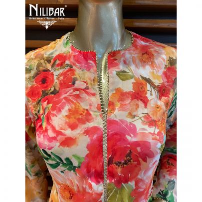 Multicolored Georgette Printed Palazzo Suit