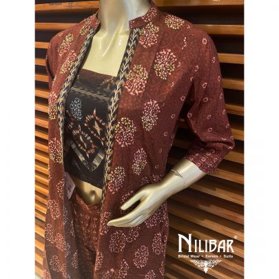 Cinnamon Brown Cotton Jacket Style Set