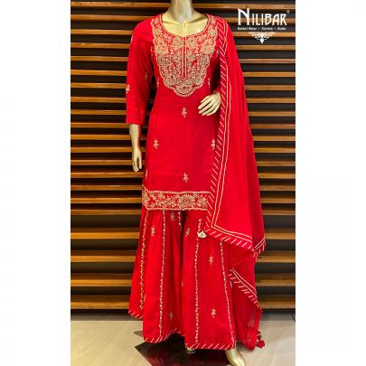 Red Silk Garara Suit