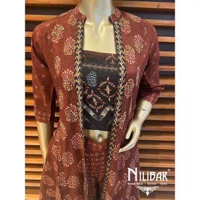 Cinnamon Brown Cotton Jacket Style Set