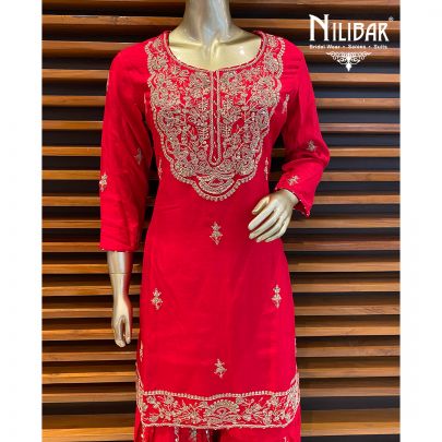 Red Silk Garara Suit