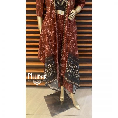 Cinnamon Brown Cotton Jacket Style Set
