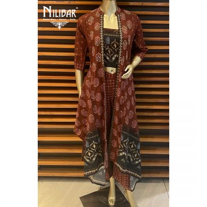 Cinnamon Brown Cotton Jacket Style Set