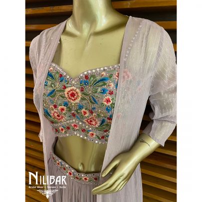 Lilac Silk Jacket Style Suit