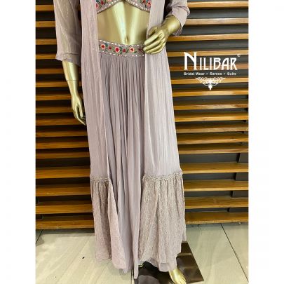 Lilac Silk Jacket Style Suit