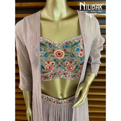 Lilac Silk Jacket Style Suit
