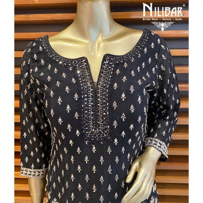 Black Flarred Chinon Palazzo Suit