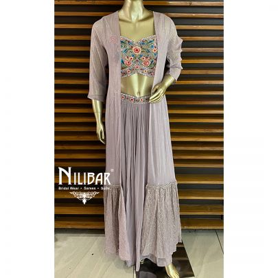 Lilac Silk Jacket Style Suit