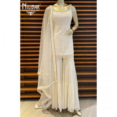 White Georgette Sharara Suit