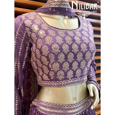 Mauve Chiffon Lehenga