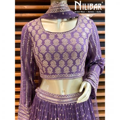 Mauve Chiffon Lehenga