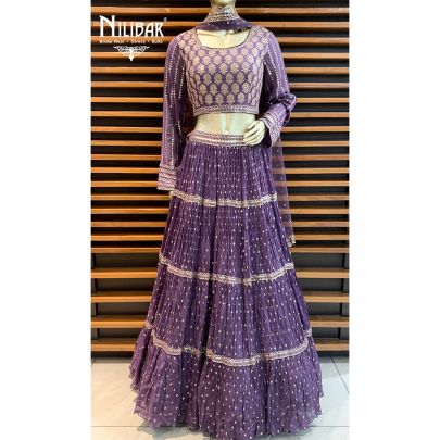 Mauve Chiffon Lehenga