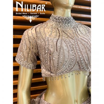 Fog Grey Net Lehenga