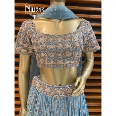 Sky Blue Georgette Lehenga