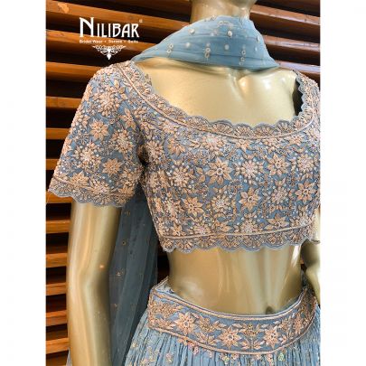 Sky Blue Georgette Lehenga