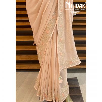 Flamingo Pink Georgette Saree