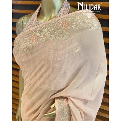 Flamingo Pink Georgette Saree
